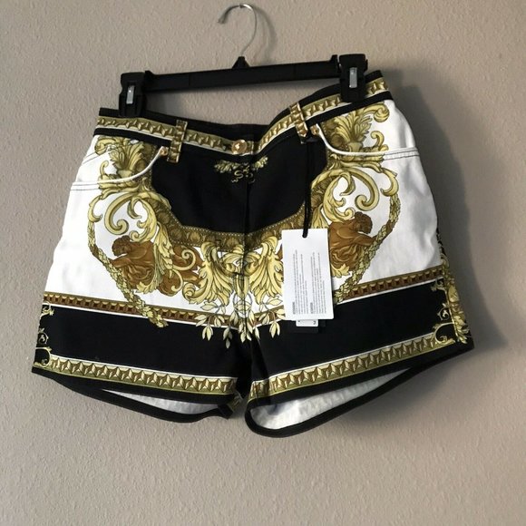 VERSACE Renaissance Print Denim Shorts - Picture 6 of 13